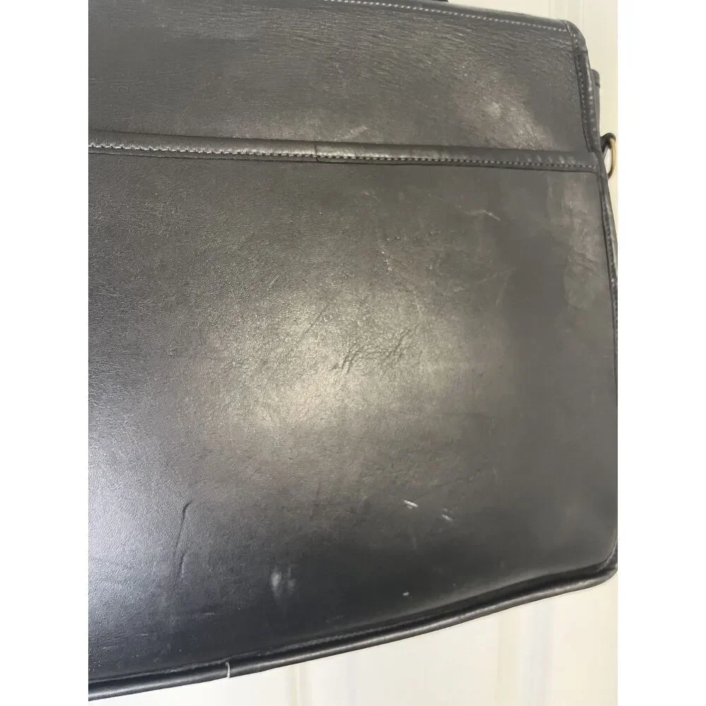 Vintage Laura USA Black Leather Briefcase Laptop Bag Work Satchel